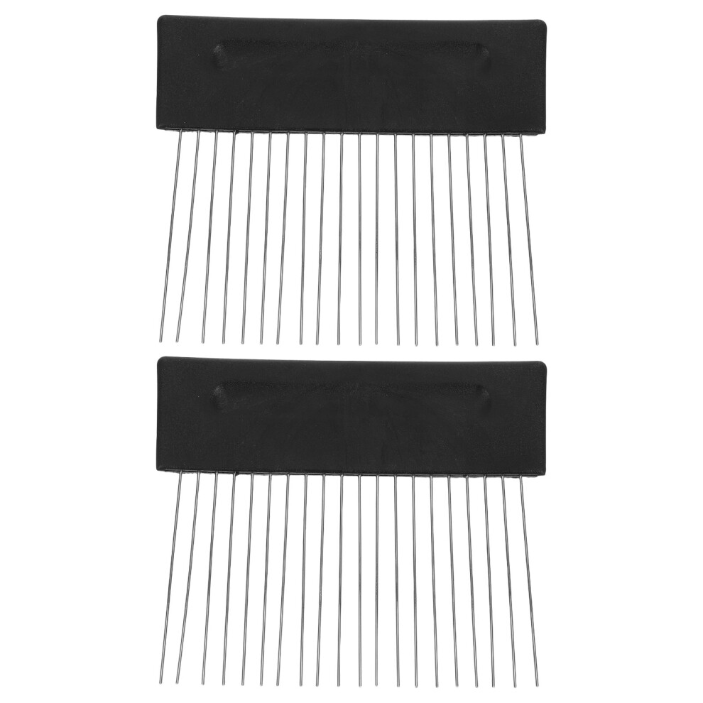 Photos - Other Hand Tools 2Pcs Black Wood Grain Effect Tool Stainless Steel Wall Texture Comb
