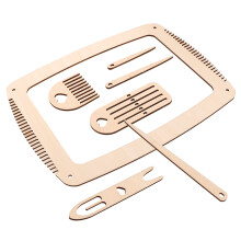 1Ensemble Kit Tricotage Bois Beige Outils Tapisserie Débutants