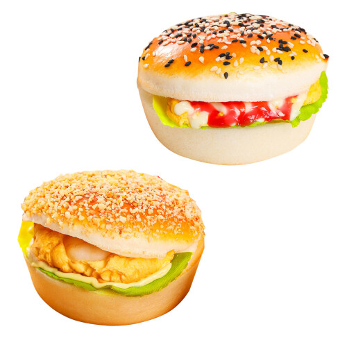 6Pcs Realistic PU Burgers Light Brown Simulation Models for Home Decor
