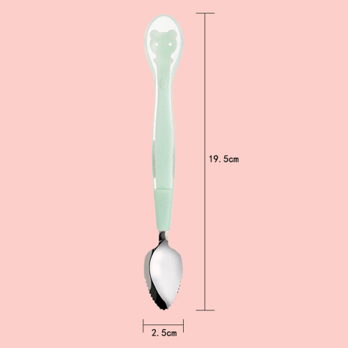 3Pcs Kids Training Silicone Spoon Double-Ended Baby Tool 1