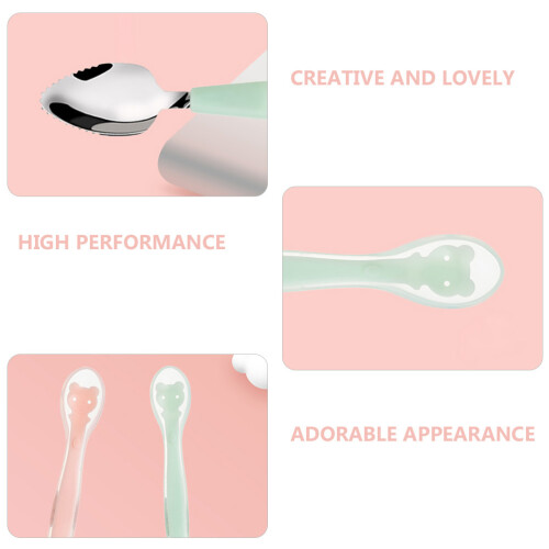 3Pcs Kids Training Silicone Spoon Double-Ended Baby Tool 2