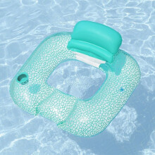 Inflatable Pool Float with Reversible Backrest and Cup Holder, Heavy Duty Lounge Chair for Adults