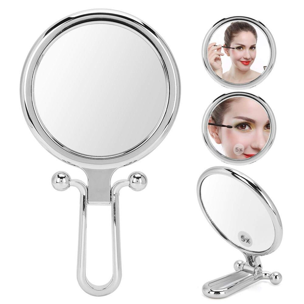 Makeup Mirror Double Sided 5X HD Magnification Folding Handheld Vanity Mirror for Travel and Home