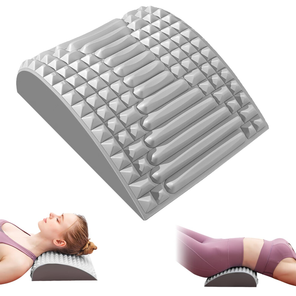 Gray Neck And Back Stretcher For Pain Relief With Multizone Ergonomic Support Pillow