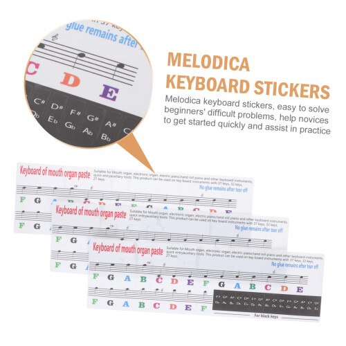 Piano Keyboard Note Stickers for Beginners 3pcs Removable PVC Key Labels for Quick Note Recognition 2