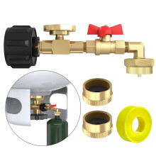 Propane Refill Adapter QCC1 90 Degree Elbow with Gauge and ON/OFF Valve for 1LB Cylinder Refill