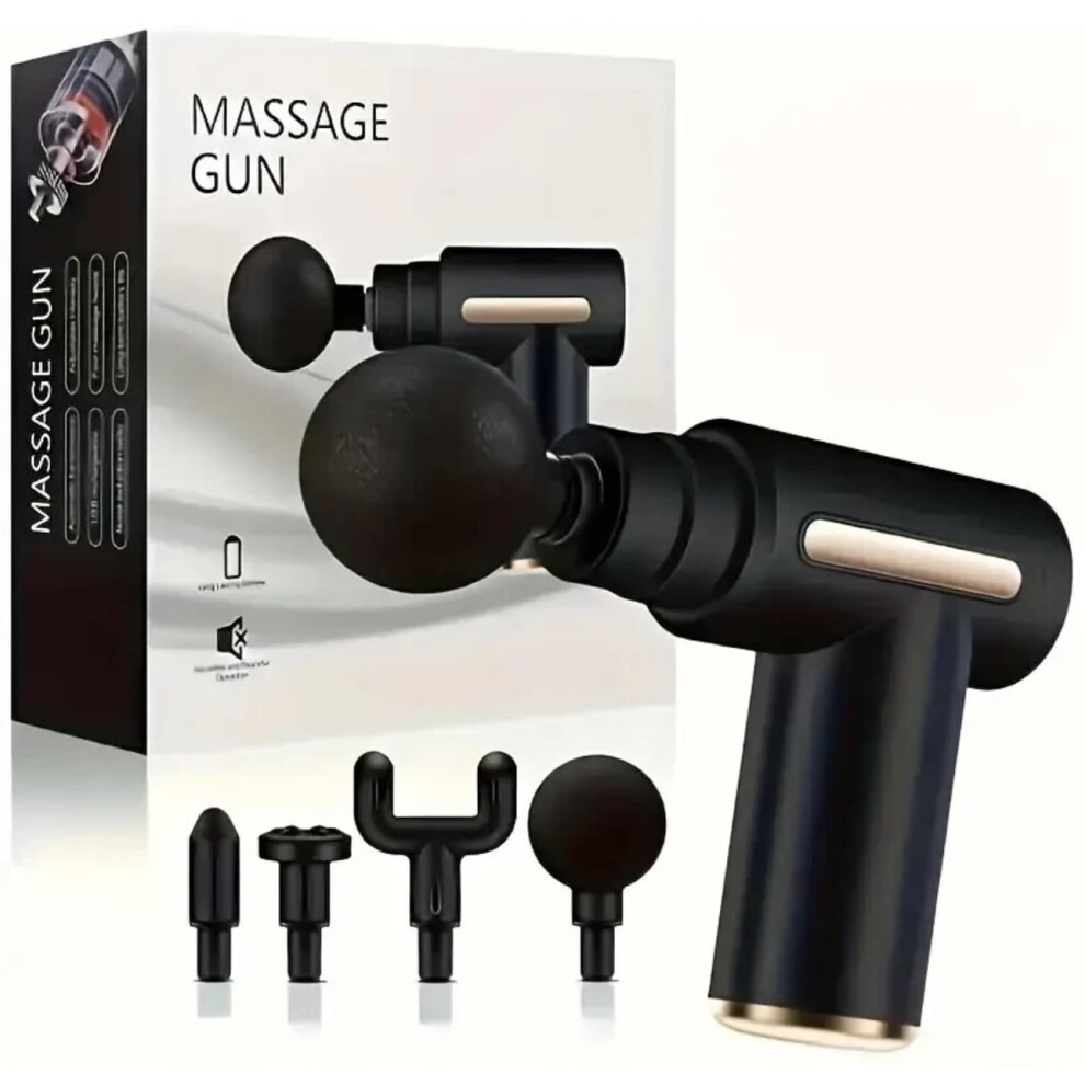 Massage Gun for Deep Tissue Relief with 6 Speeds, 4 Heads, Quiet Rechargeable Design for Muscle Recovery