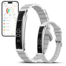 Fitness Tracker Smart Bracelet with Heart Rate Sleep Blood Oxygen Monitor Waterproof Gray 2 Bands
