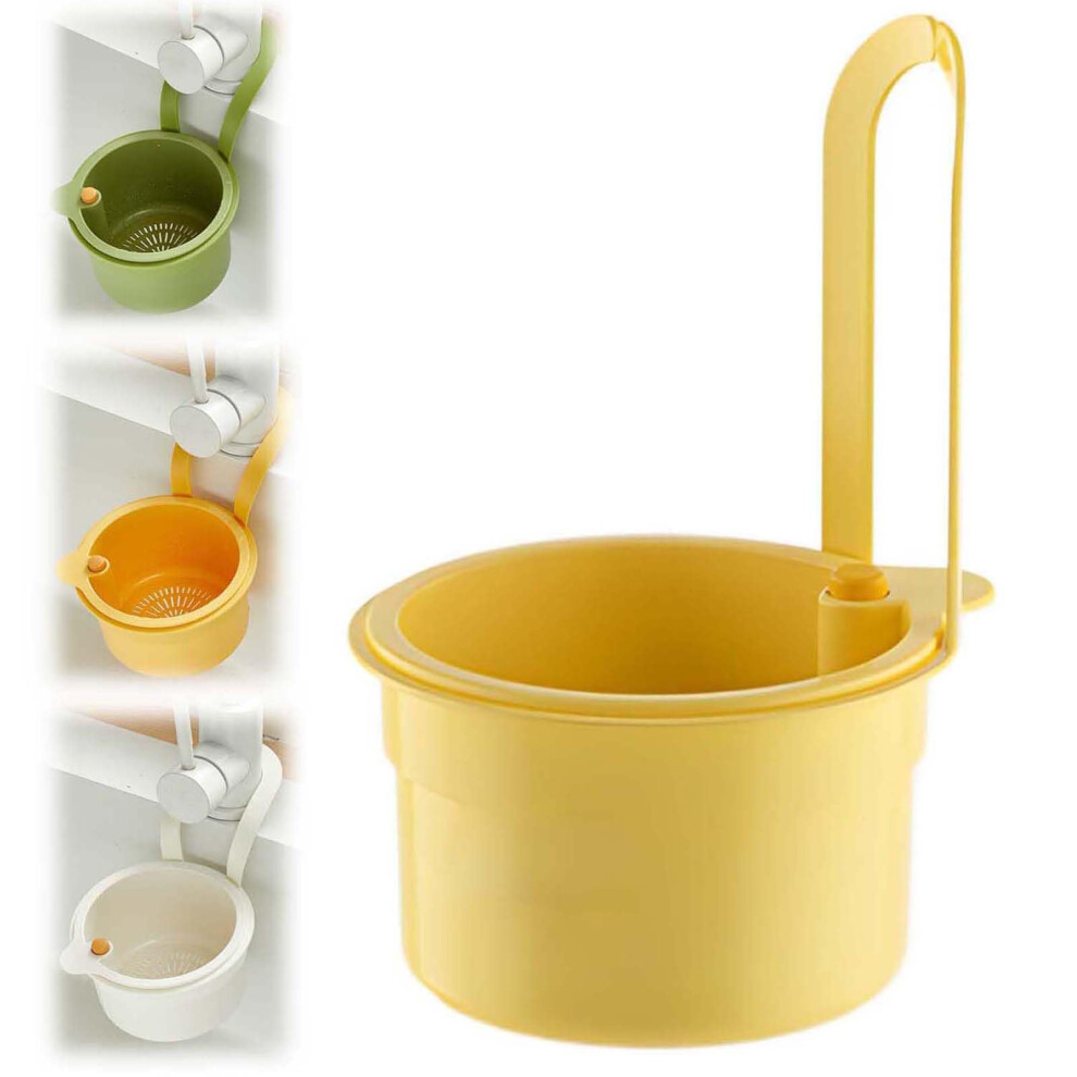 Kitchen Sink Strainer With Nodrill Faucet Mount, Tilting Basket For Clog Prevention, Yellow 9455672120494
