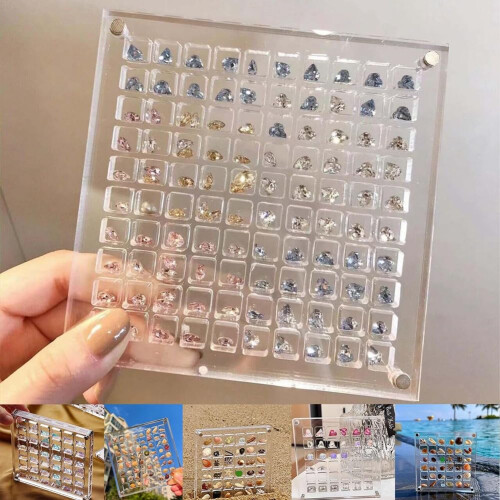Acrylic Magnetic Lock Seashell Display Box with 36Grid Heart Layout, Stackable Clear Organizer 1
