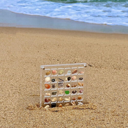 Acrylic Magnetic Lock Seashell Display Box with 36Grid Heart Layout, Stackable Clear Organizer 2