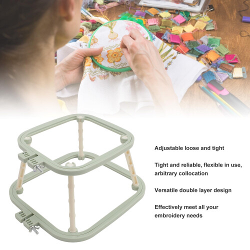 Adjustable Double Layer Embroidery Stand with Frame Holder for Needlework Desktop (Nordic Green) 1