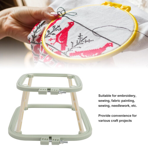 Adjustable Double Layer Embroidery Stand with Frame Holder for Needlework Desktop (Nordic Green) 2