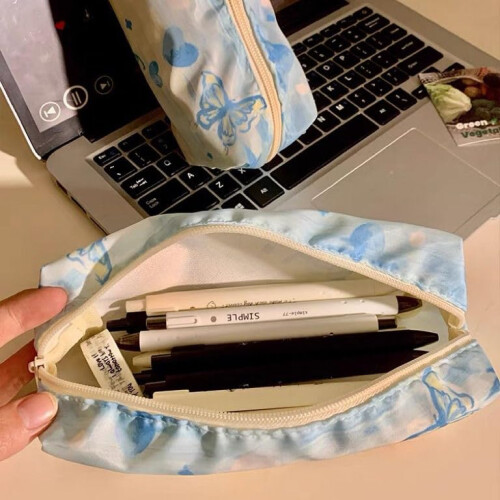 Large Capacity Pencil Case Set with Elegant Butterfly Pattern Zipper Pouch, 2 Pack Travel Organizer 1