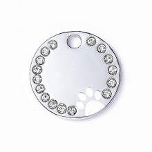 (As show, One size) Pxcl Stainless Steel Id Tag, Laser Engraved Shiny, Pet Tag, White, 2.5cm