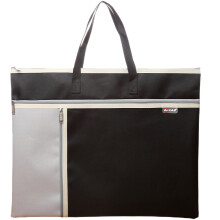 A3 Art Portfolio Bag with Zipper and Handle, Large Capacity Waterproof Oxford Artist Case, Black