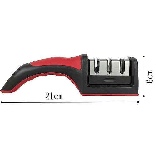 (As show, One size) Pxcl Multifunctional Household Creative Hand-held Three-step Whetstone Yangjiang New Sharpening Artifact, 1pcs 1