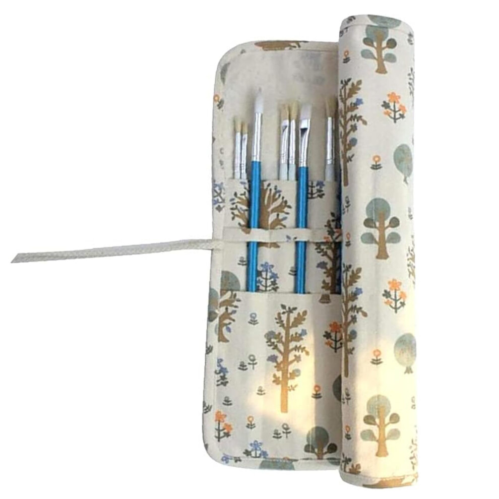 20 Slot Paint Brush Holder Canvas Roll Up Pouch For Watercolor Gouache Artist Brush Organizer Bag Green 9174973707677