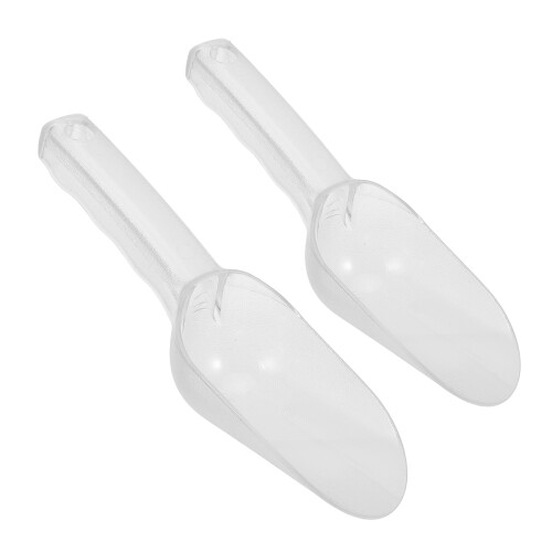 2Pcs Small Clear Plastic Ice Scoops for Home Freezer Stable Design
