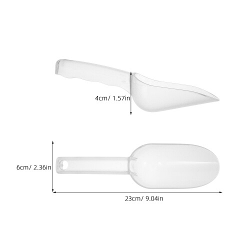 2Pcs Small Clear Plastic Ice Scoops for Home Freezer Stable Design 1