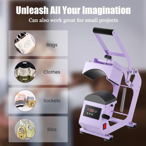 Hat Heat Press Machine for Caps with LCD Temp Timer Control, Curved Plate, Precise Heat Transfer 2