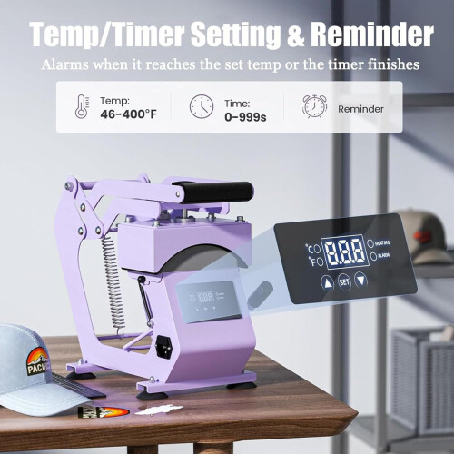Hat Heat Press Machine for Caps with LCD Temp Timer Control, Curved Plate, Precise Heat Transfer 1