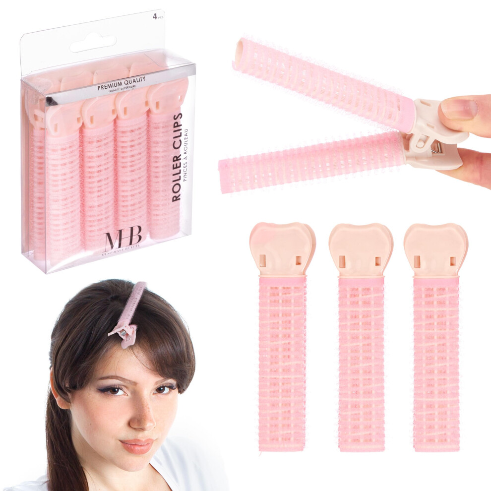 4pcs Hair Rollers and Volume Clips Set, 2 in 1 Root Lifting Heat Resistant Styling Curlers