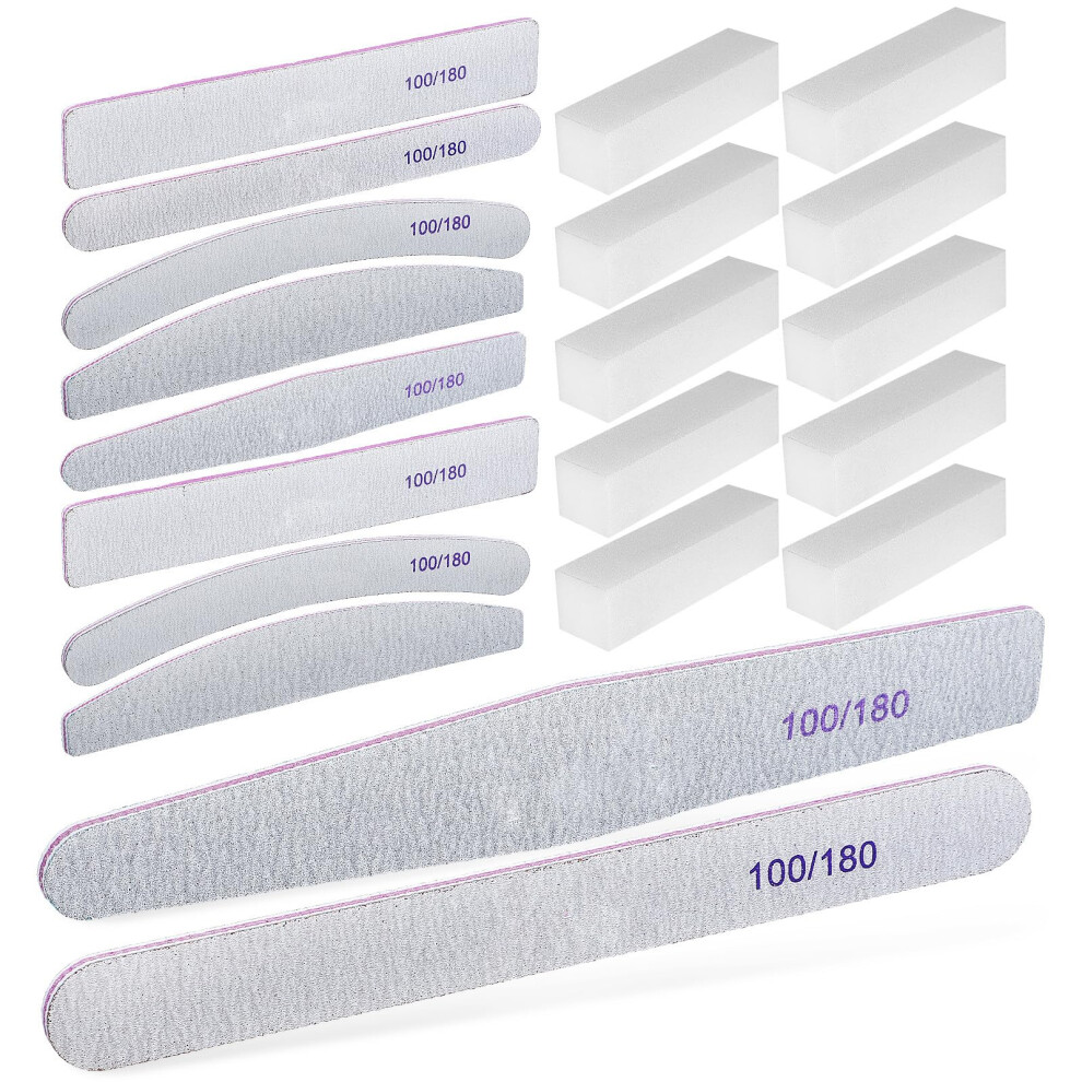20pcs Nail Buffer Blocks and Sponge Nail Files Multi Shape Kit for SalonQuality Manicure Pedicure
