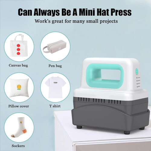 Mini Heat Press for Hats with Uniform Curved Heating, Ceramic Fast Heat Conversion, Auto Off 2
