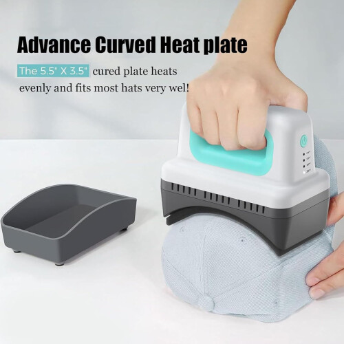 Mini Heat Press for Hats with Uniform Curved Heating, Ceramic Fast Heat Conversion, Auto Off 1