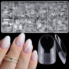 Oval Nail Tips 600pcs Clear Short Full Cover Soft Gel Nails 12 Sizes SalonQuality Extensions