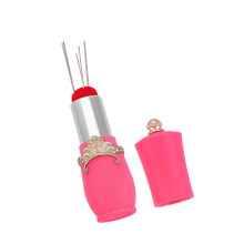 Lipstick Shape Sewing Needle Holder with Compact Design and Safe Pin Storage, Fuchsia Portable Pin Cushion for Quilting
