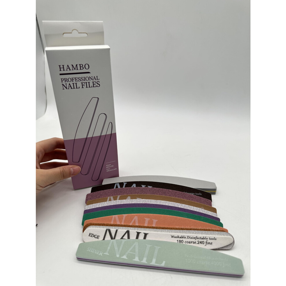 12PCS 100/180 Grit Nail File Dual Grit Emery Board Professional Nail Shaping for Home and Salon