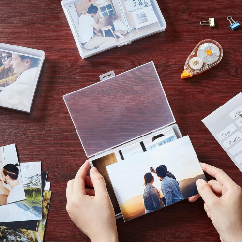 Photo Storage Box 10pcs 5x7 Clear Plastic Photo Organizer Case Stackable Dustproof Containers 2