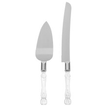Wedding Cake Knife and Server Set with Elegant Crystal Handle Stainless Steel for Weddings and Parties