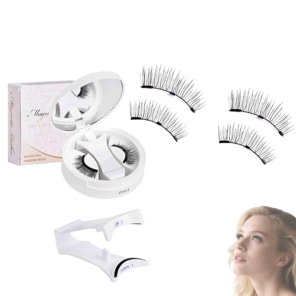 Magnetic Eyelashes with Applicator, Reusable Glue Lashes for NaturalLooking Volume #3