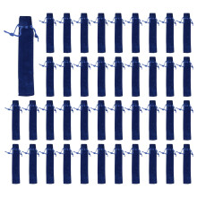 50 Pack Blue Velvet Pen Sleeve Pouch Holder, Soft Velvet Protection for Gift, Office and School