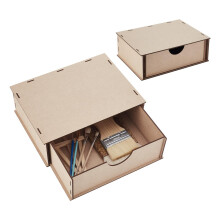 Wooden Storage Box 3mm MDF Organizer for Crafts and Stationery, Durable SpaceSaving Design for Home and Office