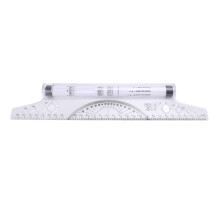30cm Plastic Rolling Ruler with Protractor, Arc & Parallel Line Guide
