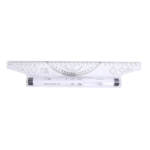 30cm Plastic Rolling Ruler with Built-In Protractor and Arc Drawer 1