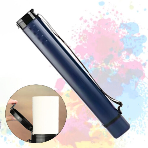 Telescoping Poster Tube Adjustable Waterproof Document Storage Case with Shoulder Strap Deep Blue 2