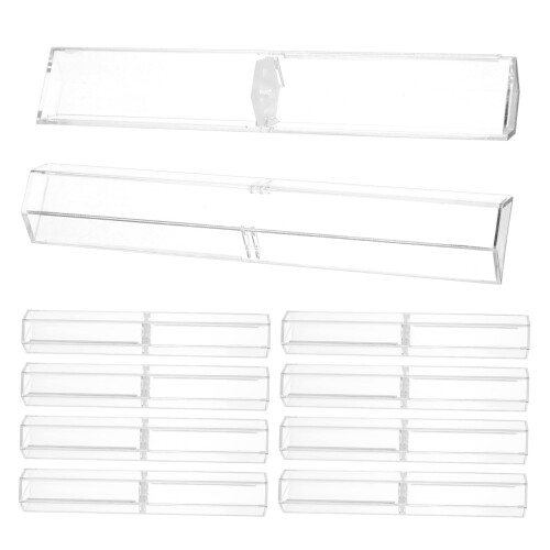 10pcs Clear Acrylic Pen Display Case Set with Secure Snap Closure and Scratch‑Resistant Protection