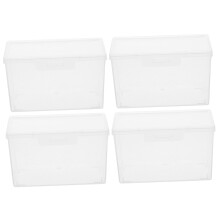 4PCS Clear Plastic Photo Storage Box Set with Secure Lid Closure for Greeting Cards and Photos