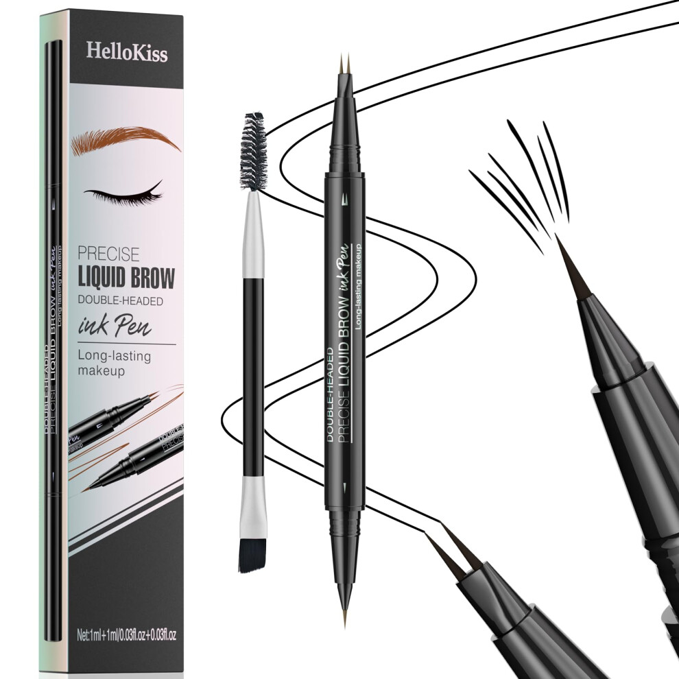 Black Microblading Eyebrow Pencil Waterproof Longlasting Dualended Pen With Precise Brush Tip