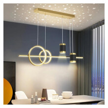 LED Pendant Light Gold and Black Dimmable Chandelier for Modern Dining Room and Kitchen Island