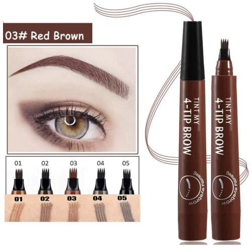 Waterproof Red Brown Eyebrow Pencil, Long Lasting Microblading Pen for Precise Shaping 1