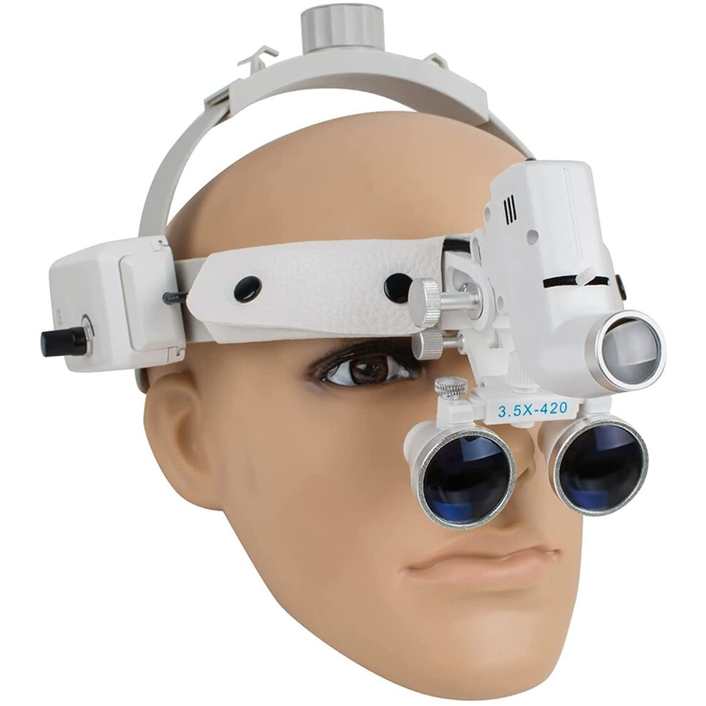 Light Head Mount Magnifier With Adjustable Led Head, 2.5X Dental Surgical Loupe For Close Work