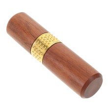 Dark Red Wooden Needle Case for Sewing and Quilting Compact Portable Storage Tube Organizer