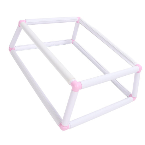 Double Layer Embroidery Hoop Stand with Secure Clamp Holder, Durable Plastic Cross Stitch Frame for Sewing Projects (Pink) 1