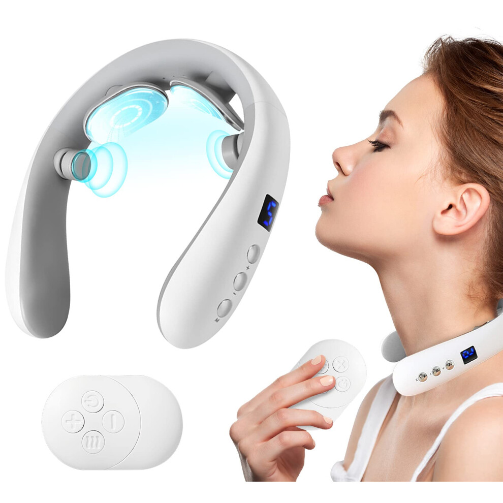 Neck Massager with Heat for Pain Relief, Deep Tissue Massage, 10 Modes, 16 Levels, UltraLight 130g